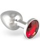 ROSE BUTT Stainless Steel Plug with Red Rhinestone - XS