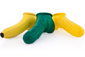Penis-Hodenkondom aus dickem Latex mit Basisplatte