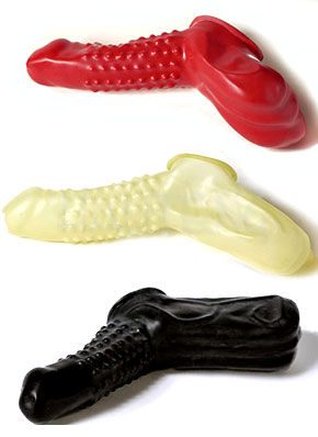 Anatomisches Latex-Dauerkondom mit Noppen und großem Hodensack
