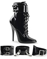 Patent Leather Ankle Boots with Interchangeable Cuffs - 6"
