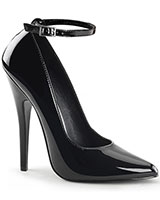 Patent Leather Pumps with Ankle Strap - 6" Heel