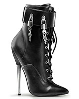 Lockable Black Faux Leather Fetish Ankle Boots - 6¼" Heel