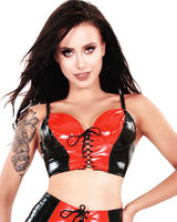 Gloss PVC Black and Red Corset Style Bustier