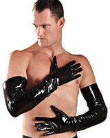 Black Gloss PVC Shoulder Length Gloves