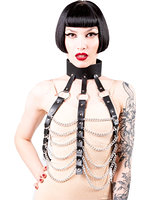 Leatherette Open Breast Body Harness with Chains