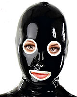 Latex Hood with Round Eyes / Gag / Zip