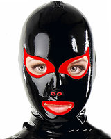 Anatomical Latex Hood with Cat Eyes and Back Zipper