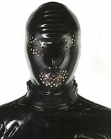 (image for) Back Zipped Latex Hood with Swiss Cheese Eyes and Mouth Holes