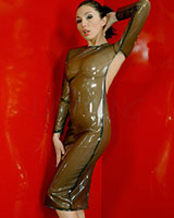 Sewn Latex Backless Pencil Dress