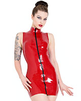 Glued Latex Polo Dress with Zipper - up to 4XL