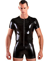 Glued Black Rubber Front Zipped T-Shirt