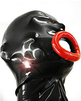 (Bild für) Haube aus geklebtem Latex mit rotem Riesenmund und Reißverschluß