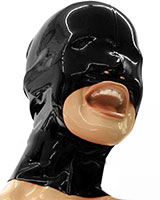 Glued Latex Cock Sucker Hood with Large Mouth Opening and Zipper