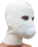 Haube aus geklebtem Latex mit integrierter FFP3-Maske und Zipper