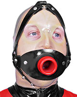 Hollow Gag with Thick Rubber Head Harness - Also as Lockable