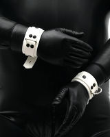 Thick White Rubber Bondage Hand Cuffs - also as Lockable