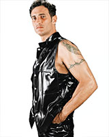 (Bild für) Herrenweste aus genähtem Latex mit 2 Taschen und Knopfverschluß - zum Schließen ins Bild klicken