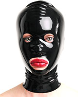 Latex Hood with Eyes and Mouth Openings - Optional with Zipper
