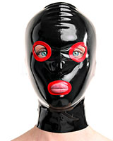 Latex Hood with Contrast Trimmed Openings - Optional with Zip