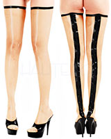 (Bild für) Nahtstrümpfe aus Latex - optional mit Reißverschluß - zum Schließen ins Bild klicken