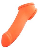 ERIK Anatomical Latex Penis Sheath with Ball Ring - Neon Orange