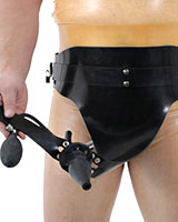 Deluxe Heavy Rubber Harness with Enema Plug - also for Ladies