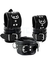 Leather Restraints Set with D-Rings - Width 8 cm