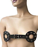 Leather Harness Bra with Sharp Internal Spikes - Nipple Free