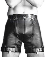 Black Leather Bondage Shorts