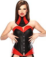 Black and Red Leather Corset with Suspenders