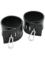 Double Leather Ankle Cuffs with Snap Links - Lockable