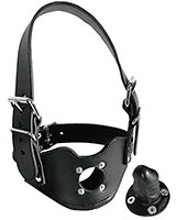 Blank Leather Head Harness with Latex Penis Gag