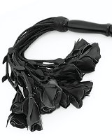 Leather Flogger with 18 Tails with Black Leather Roses