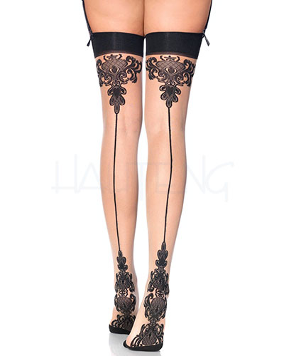 (Bild für) Nylons mit Hochferse und Barockmuster