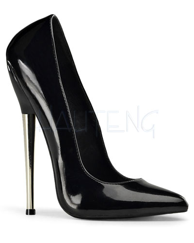 (Bild für) Stiletto-Pumps aus schwarzem Lack - bis Gr. 45 - 15,9 cm Absatz