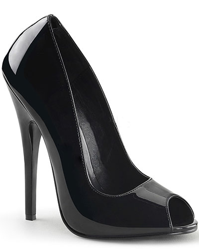 (Bild für) Peep-Toe Pumps aus schwarzem Lack mit 15cm Absatz - bis Größe 47