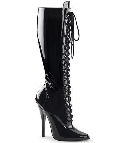 (Bild für) Schnürstiefel aus schwarzem Lack mit 15 cm Absatz - bis 47