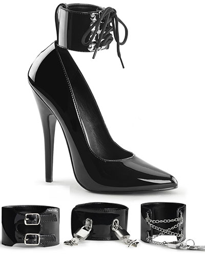 (Bild für) Lackpumps mit Wechselmanschetten - bis Größe 47 - 15 cm Absatz
