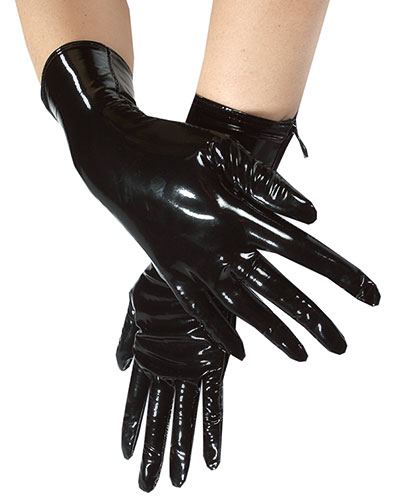(Bild für) Handschuhe aus Stretchlack - kurz - mit Reißverschluß