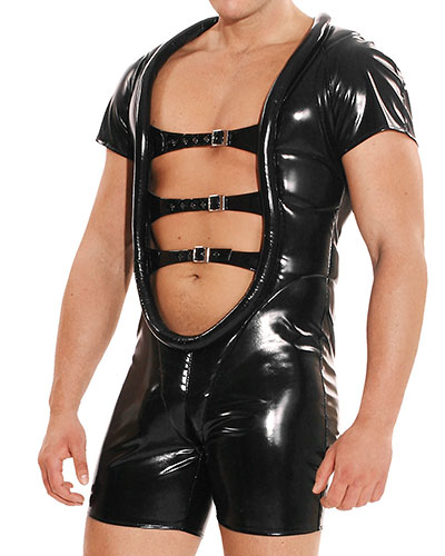 (Bild für) Herrenbody aus Stretchlack mit angeschnittenen Beinen