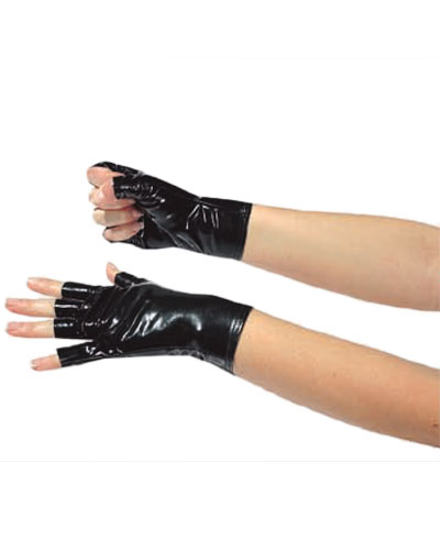 (Bild für) Handschuhe aus Stretchlack - kurz - mit freien Fingerspitzen