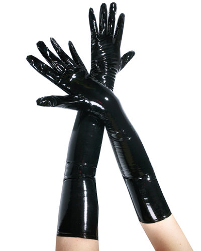 (Bild für) Handschuhe aus rotem Stretchlack - Oberarmlänge