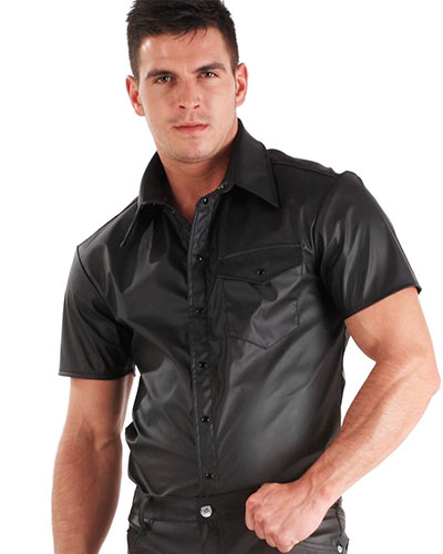 (Bild für) Leatherette Hemd für Herren mit kurzen Ärmeln