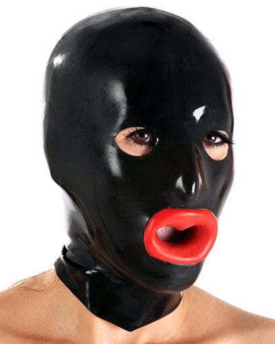 (Bild für) Latexhaube mit großen roten Lippen