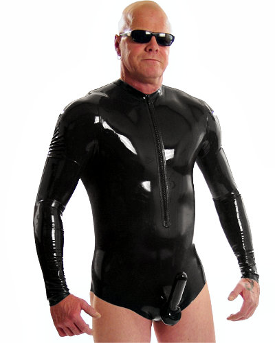 (Bild für) Body aus Latex mit Penis-Hodenhülle, langen Ärmeln und RV