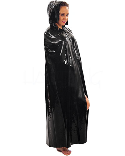 (Bild für) Langes Cape aus Latex mit Kapuze