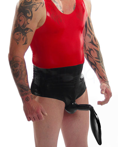 (Bild für) Latexslip mit Hoden-Penishülle und Urinbeutel