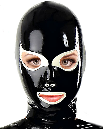 (Bild für) Haube aus dickem Latex mit Katzenaugen und Schnürung hinten