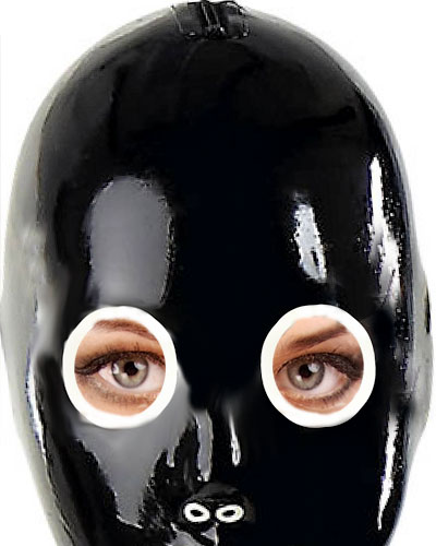 (Bild für) Haube aus dickem Latex mit runden Augen und aufblasbarem Knebel