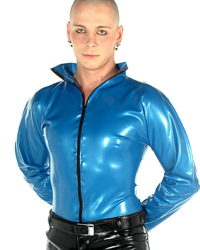 (Bild für) Latexhemd mit Kragen und Reißverschluß vorn
